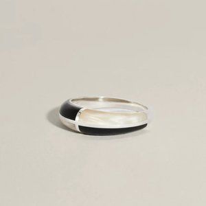 J. Hannah Form Inlay Ring I (Onyx & Mother of Pearl) Size 5